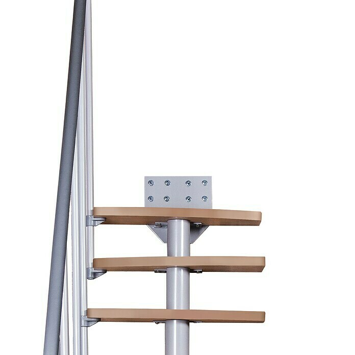 Atrium Raumspartreppe Mini Plus (Farbton Metall: RAL 9006, Breite: 60 cm, Buche, Geschosshöhe: 222 cm - 300 cm) | BAUHAUS