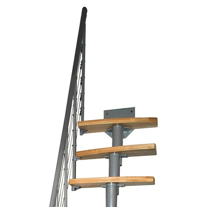 Atrium Raumspartreppe Mini Plus Linco (Farbton Metall: RAL 9006, Breite: 60 cm, Buche, Geschosshöhe: 222 cm - 300 cm) | BAUHAUS