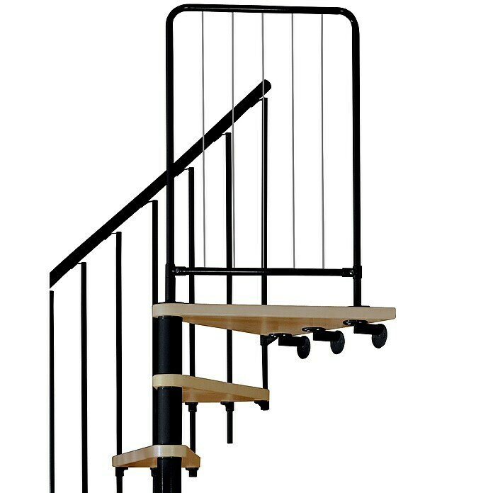 Atrium Spindeltreppe Novo (Farbton Metall: RAL 9005, Durchmesser: 140 cm, Buche, Geschosshöhe: 271,4 cm - 313,5 cm) | BAUHAUS