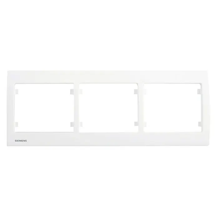 Siemens Delta Iris Marco - Blanco, Modelo de mecanismos: x 3, Aluminio, Colocar - Placa de cubierta blanca Siemens con tres recortes cuadrados, perfecta para integrar interruptores y enchufes en un diseño moderno.