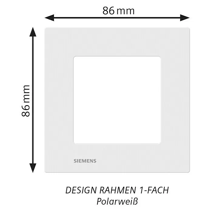 Siemens DELTA Viva Abdeckrahmen SIE039789 - Polar Weiß, 1-fach, Kunststoff - Polarweißer 1-fach Designrahmen.
