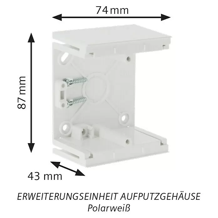 Siemens DELTA Viva Aufputzgehäuse Erweiterungseinheit SIE039772 - Polar Weiß, Kunststoff, Unterputzmontage - Skizze