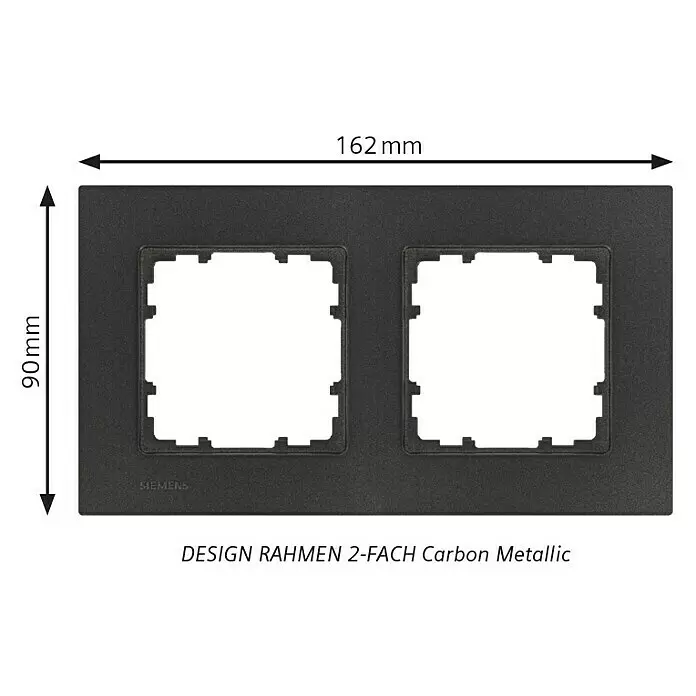 Siemens DELTA Mega Abdeckrahmen Design - Carbon Metallic, 2-fach, Kunststoff - Siemens Design Rahmen 2-fach, Carbon Metallic, 162x90mm.