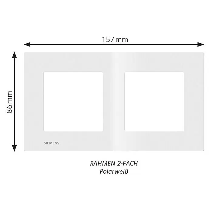 Siemens DELTA Viva Abdeckrahmen SIE039796 - Polar Weiß, 2-fach, Kunststoff - Weißer Siemens 2-fach Rahmen für elektrische Schalter oder Steckdosen.