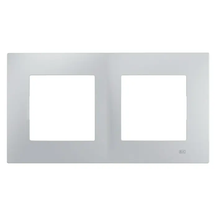 BJC Viva Marco - Blanco polar, Modelo de mecanismos: x 2, Plástico, Colocar - Primer plano de una tapa de marco doble BJC, perfecta para integrar con estilo dos interruptores o tomas de corriente en cualquier habitación.