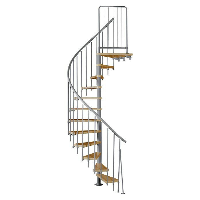 Atrium Spindeltreppe Novo (Farbton Metall: RAL 9006, Durchmesser: 160 cm, Buche, Geschosshöhe: 271,4 cm - 313,5 cm) | BAUHAUS