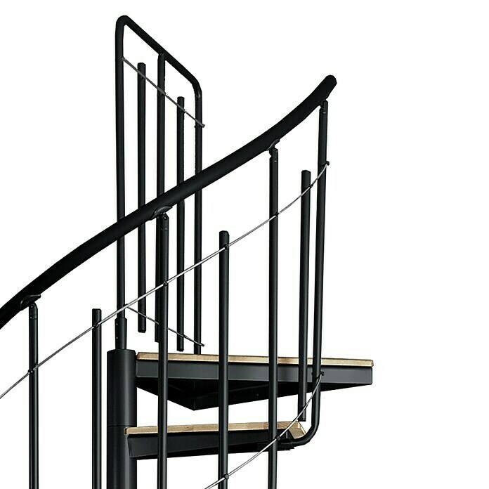 Atrium Spindeltreppe Solo Vertical (Farbton Metall: RAL 9005, Durchmesser: 120 cm, Stahl, Buche, Geschosshöhe: 264 cm - 286 cm) | BAUHAUS