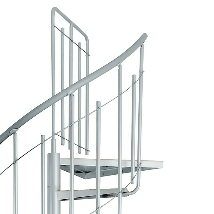 Atrium Spindeltreppe Solo Vertical (Farbton Metall: RAL 9006, Durchmesser: 120 cm, Stahl, Geschosshöhe: 264 cm - 286 cm) | BAUHAUS