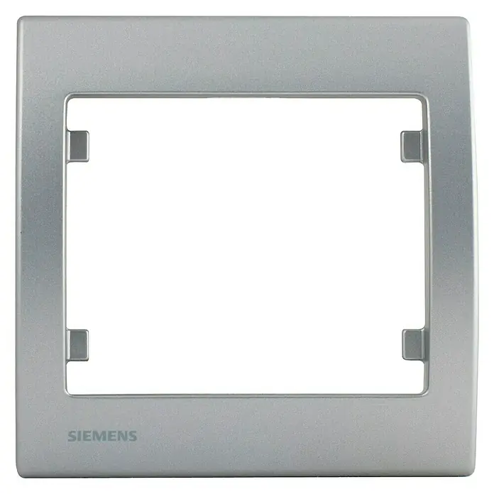 Siemens Delta Iris Marco - Aluminio, Modelo de mecanismos: x 1, Plástico, Colocar - Marco de interruptor Siemens plateado, individual. Ideal para instalaciones de pared elegantes y homogéneas.