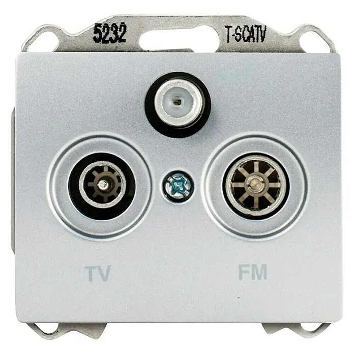 Siemens Delta Iris Pieza insertada para caja de antena - x 3, Plateado - Toma de antena para TV y FM con tornillos para la fijación y etiquetas para las conexiones respectivas.