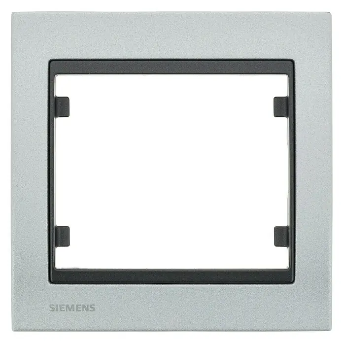 Siemens Delta Iris Marco - Gris, Modelo de mecanismos: x 1, Aluminio, Colocar - Marco Siemens para interruptor en plata con inserción negra, diseño cuadrado, ideal para interiores modernos, acabado de alta calidad.