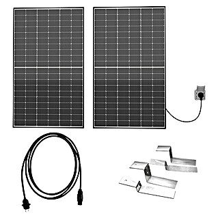 Green Solar Balkonkraftwerk-Set mit Bodenausteller (Nennleistung: 760 W, L x B x H: 3,5 x 103,8 x 175,5 cm, Schuko-Stecker, 2 Stk.)