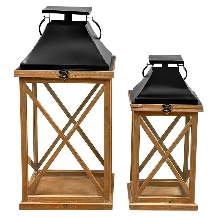 Holz-Laterne MetallL x B x H: 21 x 21 x 45 cm, Holz