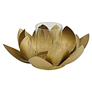 Kerzenhalter Blume (Ø x H: 27 x 10 cm, Metall, Gold)