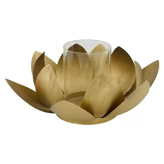 Kerzenhalter BlumeØ x H: 27 x 10 cm, Metall, Gold