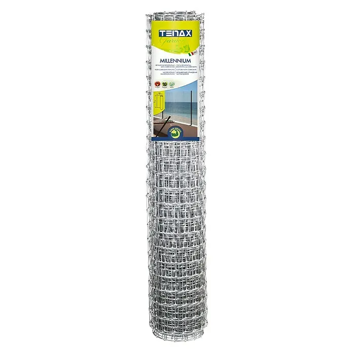 Malla protectora Millenium - Plateado, L x Al: 10 x 1,5 m - Un rollo de cerca de jardín Tenax Millennium, ideal para proteger jardines y propiedades. La malla de alambre es duradera y resistente a la corrosión.