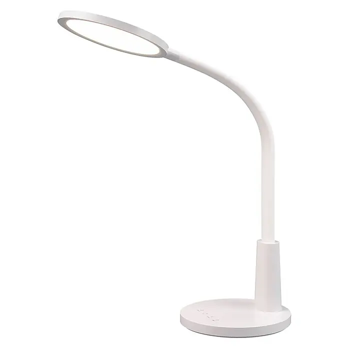 Reality Leuchten LED-Tischleuchte rund Sally - 8 W, Weiß, Neutralweiß - Elegante weiße Schreibtischleuchte mit LED-Beleuchtung, ideal für Büro oder Zuhause. Stilvolles Design für optimale Ausleuchtung.
