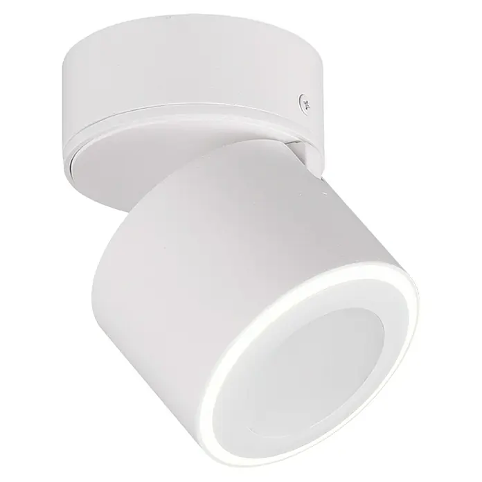 Trio Leuchten LED-Deckenstrahler Taurus - 5 W, Weiß-matt, Warmweiß, 1 Stk. - Nahaufnahme einer weißen LED-Deckenleuchte mit verstellbarem Kopf, ideal für moderne Innenräume und gezielte Beleuchtung.