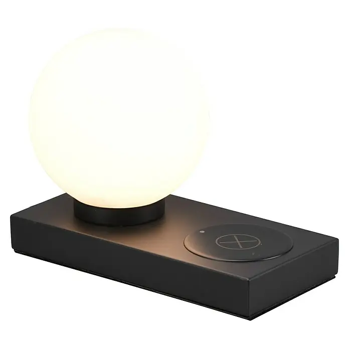 Reality Leuchten Tischleuchte Chloe - 40 W, L x B x H: 10 x 20 x 15 cm, Schwarz-matt, E14 - Elegante Nachttischlampe mit kabelloser Ladefunktion. Die perfekte Kombination aus Beleuchtung und modernem Komfort für Ihr Zuhause.