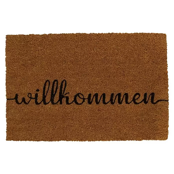 Fußmatte Willkommen - 58 x 38 cm, Natur, Material Nutzschicht: Kokos, Willkommen, Kokos - Draufsicht