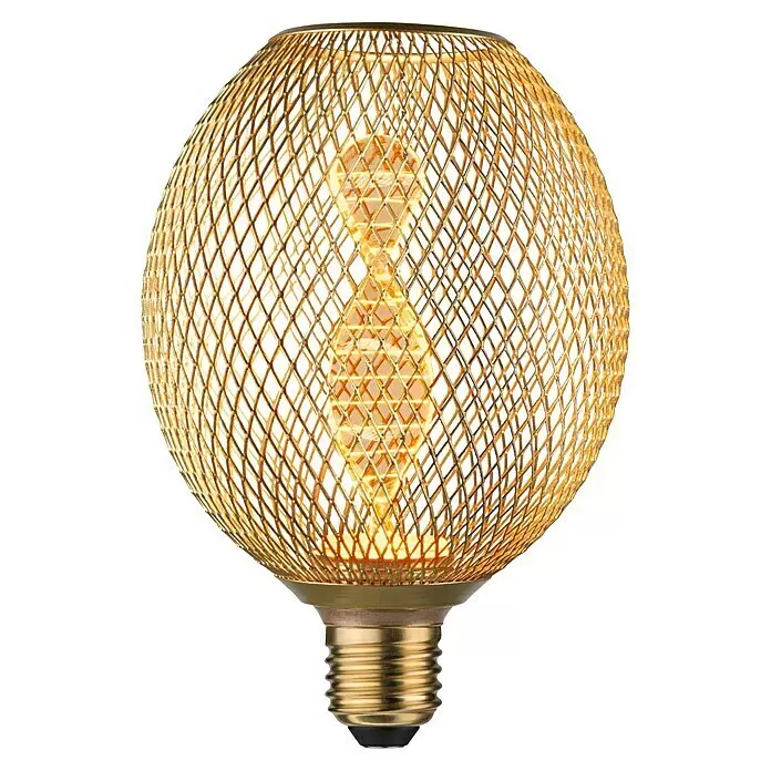 Paulmann LED-Lampe Metallic Glow Helix GlobeE27, Dimmbarkeit: Nicht Dimmbar, Warmweiß, 130 lm, 3,5 W, Farbe: Messing