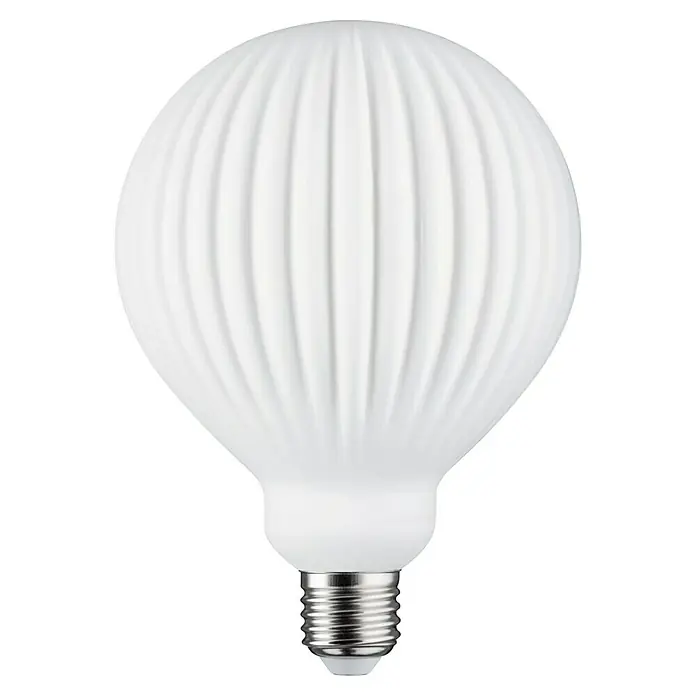 Paulmann LED-Lampe - E27, Dimmbar, Warmweiß, 400 lm, 4 W, Lampenform: Rund - Elegante weiße LED-Lampe mit gerippter Oberfläche. Perfekt für stilvolle Beleuchtung. Energiesparend und langlebig.