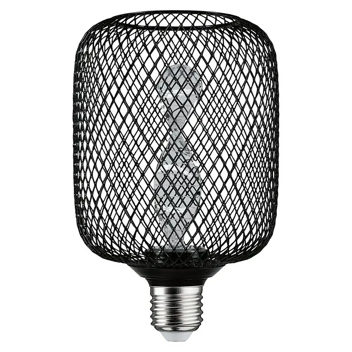 Paulmann LED-Lampe Metallic Glow Helix - E27, Nicht Dimmbar, Warmweiß, 110 lm, 3,5 W, 1 Stk., Schwarz - Attraktive Glühbirne mit schwarzem Drahtkäfig. Die dekorative Glühbirne sorgt für ein angenehmes Licht und ist ein Blickfang.