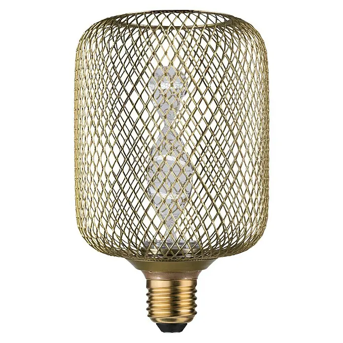 Paulmann LED-Lampe Metallic Glow - E27, Nicht Dimmbar, Warmweiß, 130 lm, 3,5 W, Messing - Nahaufnahme einer dekorativen Golddraht-Glühbirne mit sichtbarem Glühfaden.
