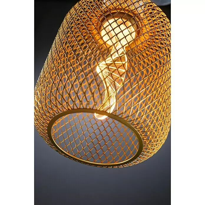 Paulmann LED-Lampe Metallic Glow - E27, Nicht Dimmbar, Warmweiß, 130 lm, 3,5 W, Messing - Beleuchtete goldene Gitter-Pendelleuchte mit sichtbarer Edison-Glühbirne.