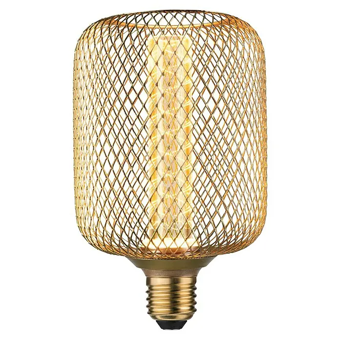 Paulmann LED-Lampe Metallic Glow Helix - E27, Nicht Dimmbar, Warmweiß, 200 lm, 4,2 W, 1 Stk., Messing - Goldene Glühbirne mit dekorativem Drahtgeflecht, ideal für stimmungsvolle Beleuchtung.