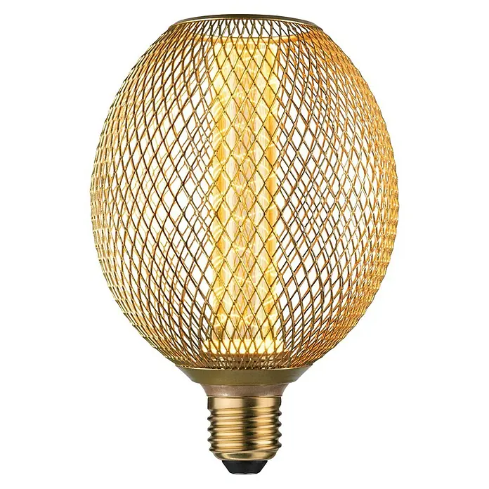 Paulmann LED-Lampe Metallic Glow Spiral - E27, Dimmbarkeit: Nicht Dimmbar, Warmweiß, 200 lm, 4,2 W, Messing - Elegante goldene LED-Lampe mit einem dekorativen Drahtkäfig. Die Lampe ist ein echter Hingucker und sorgt für warmes, stimmungsvolles Licht.