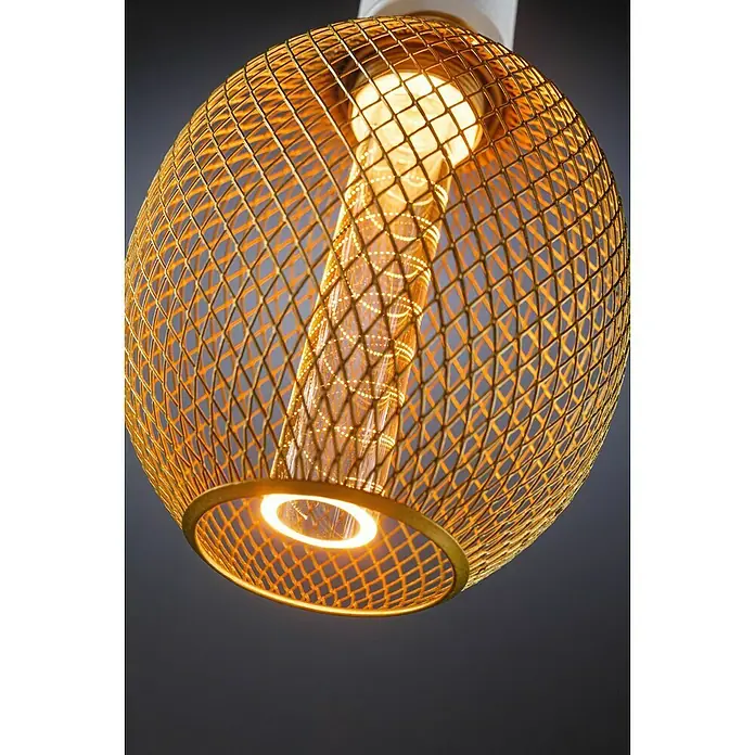 Paulmann Bombilla LED Metallic Glow Espiral - E27, Capacidad de atenuación: No regulable, Blanco cálido, 200 lm, 4,2 W, Latón - Elegante lámpara colgante dorada con malla de alambre decorativa y bombilla de luz blanca cálida. Iluminación elegante para cualquier habitación.