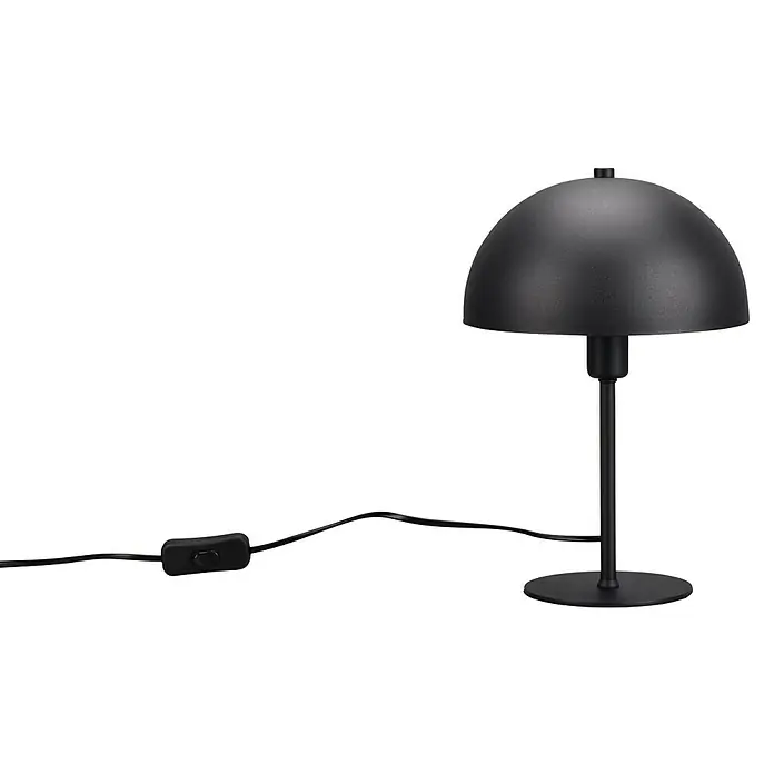 Trio Leuchten Tischleuchte rund Nola - 28 W, Ø x H: 20 x 30 cm, Schwarz matt, E14 - Elegante schwarze Tischleuchte mit halbkugelförmigem Lampenschirm und integriertem Schalter für stimmungsvolle Beleuchtung.