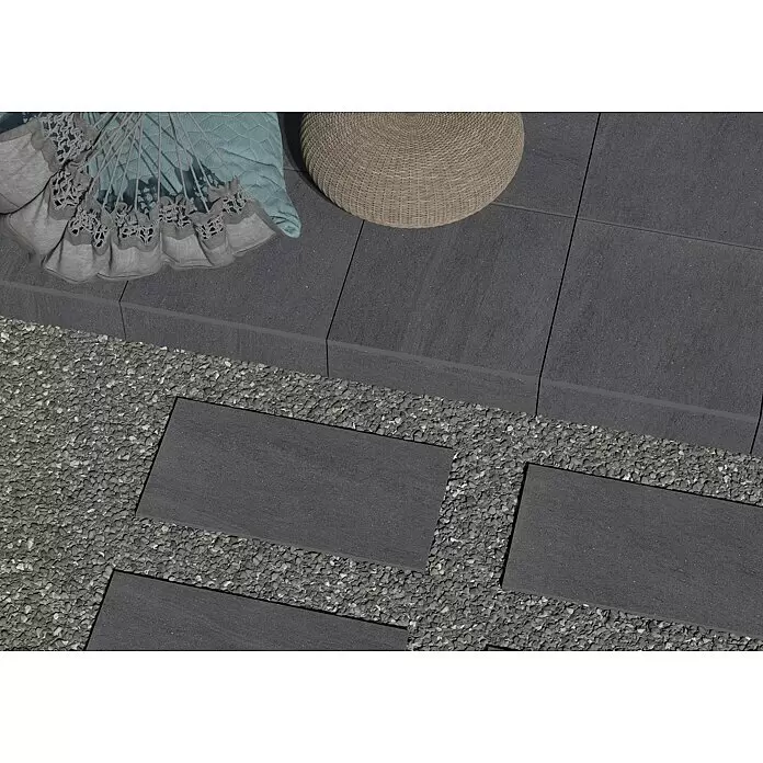 Terrassenfliese Kamari 2.0 - 59,7 x 59,7 x 2 cm, Anthrazit, Matt - Stimmungsaufnahme