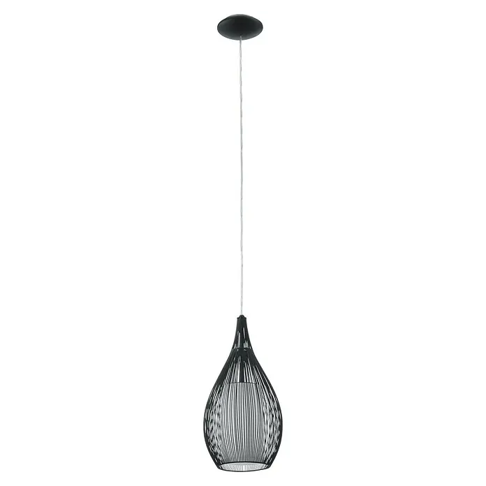 Eglo Pendelleuchte RAZONI - 60 W, Schwarz, E27, 1 Stk. - Pendelleuchte mit schwarzem Drahtgeflecht und zylindrischem Lampenschirm, ideal für moderne Innenräume.