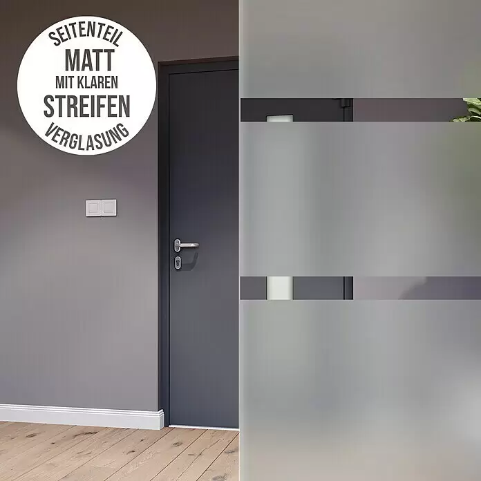 Gerda Seitenteil Thermo Prime70 x 210 cm, Grau, Sandgestrahlt mit 7 Klarstreifen