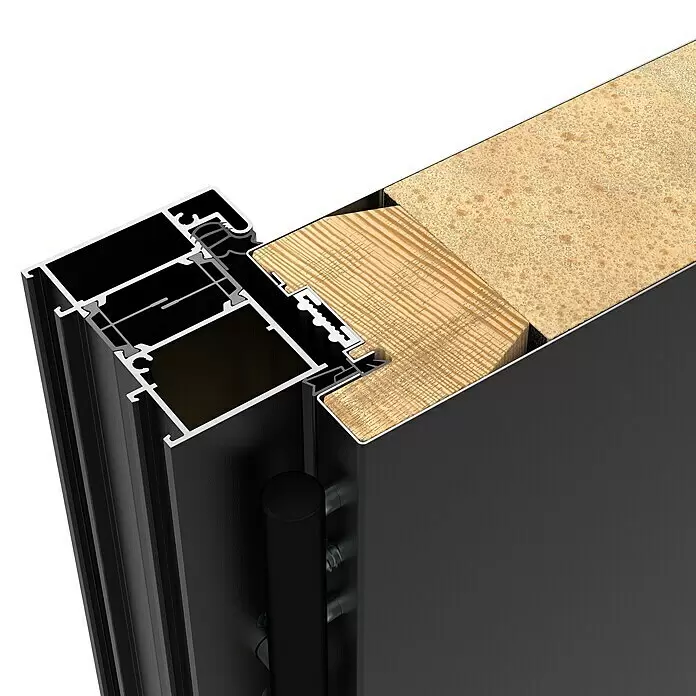 Gerda Haustür Thermo Prime 75 Garda - 100 x 210 cm, DIN Anschlag: Rechts, Anthrazitgrau, Schwarze Details - Detailaufnahme