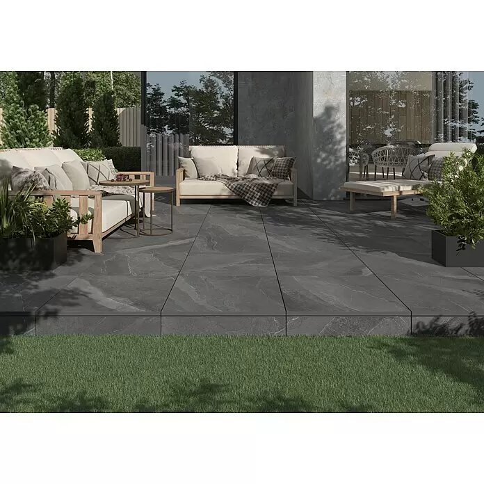 Terrassenfliese Monte 2.059,7 x 59,7 x 2 cm, Anthrazit, Matt