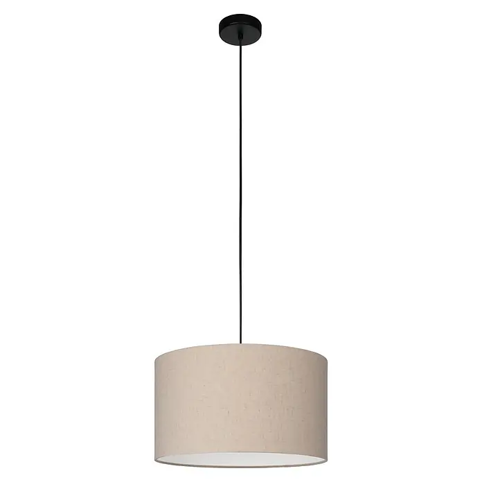 Eglo Feniglia Pendelleuchte - 40 W, Schwarz, E27 - Elegante Hängeleuchte mit einem cremefarbenen Lampenschirm und einer schlanken, schwarzen Aufhängung, die jedem Raum eine stilvolle Note verleiht.