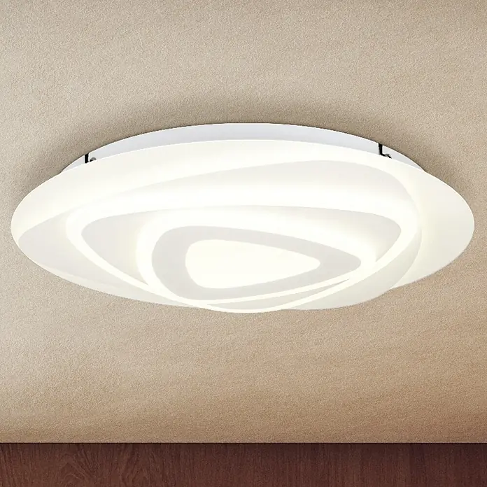 Eglo LED-Deckenleuchte rund PALAGIANO - 21 W, Ø x H: 38 x 5,5 cm, Weiß, Neutralweiß, 3.100 lm - Moderne LED-Deckenleuchte mit geschwungenem Design, die ein helles und angenehmes Licht für jeden Raum bietet.