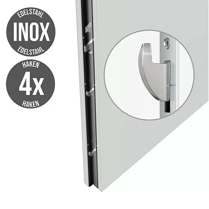 Gerda Haustür Thermo Prime 75 Ulm - 110 x 210 cm, DIN Anschlag: Links, Weiß, Schwarze Details - Informationsansicht