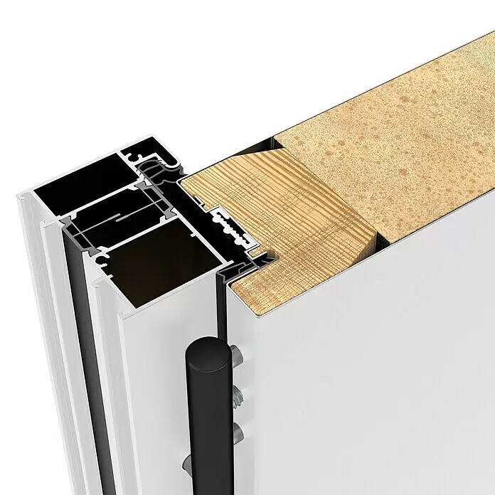 Gerda Haustür Thermo Prime 75 Ulm - 110 x 210 cm, DIN Anschlag: Links, Weiß, Schwarze Details - Detailaufnahme