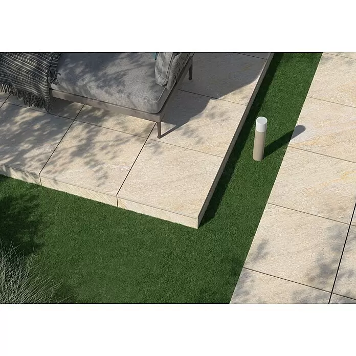 Terrassenfliese Piazza 2.0 - 59,7 x 59,7 x 2 cm, Beige, Matt - Stimmungsaufnahme