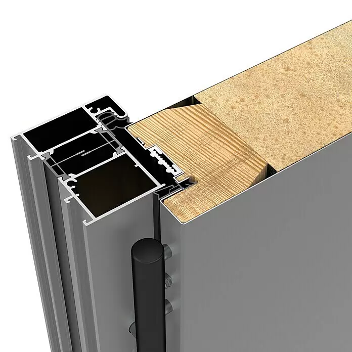 Gerda Haustür Thermo Prime 75 Roma - 100 x 210 cm, DIN Anschlag: Links, Grau, Schwarze Details - Detailaufnahme