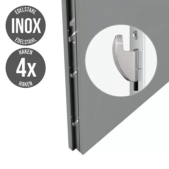 Gerda Haustür Thermo Prime 75 Roma - 100 x 210 cm, DIN Anschlag: Links, Grau, Schwarze Details - Informationsansicht