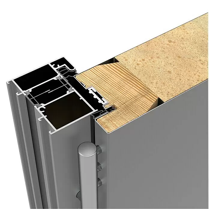 Gerda Haustür Thermo Prime 75 Ulm - 110 x 210 cm, DIN Anschlag: Links, Grau, Details in Edelstahl - Detailaufnahme