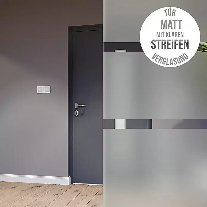 Gerda Haustür Thermo Prime 75 Garda - 100 x 210 cm, DIN Anschlag: Rechts, Anthrazitgrau, Schwarze Details - Informationsansicht