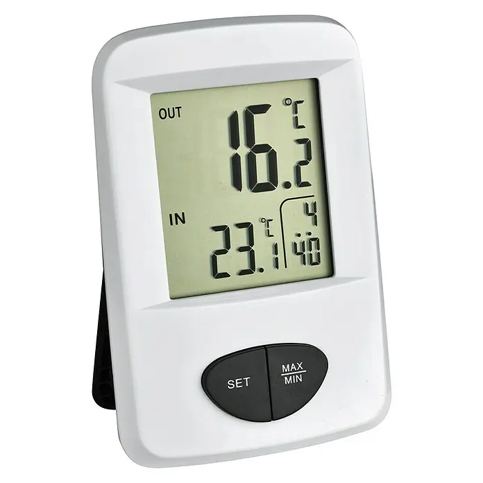 Termómetro inalámbrico digital - Blanco - Termómetro digital interior y exterior con pantalla LCD para una medición precisa de la temperatura. Incluye función min/max y fácil operación.