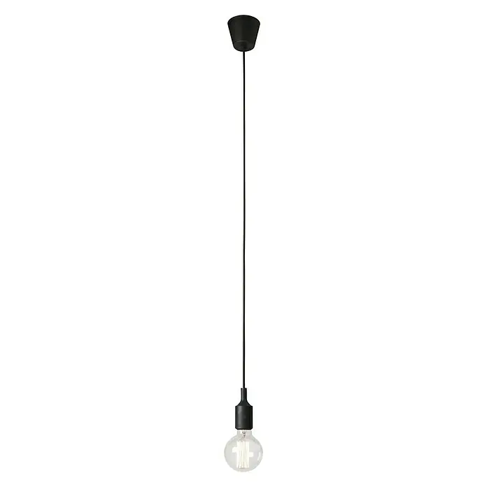 Sulion Lámpara colgante Silikon - 60 W, L x An x Al: 10 x 10 x 125 cm, Negro, E27 - Lámpara colgante minimalista en negro con una bombilla clara. La lámpara cuelga de un cable largo y delgado, que desprende elegancia y estilo simples.