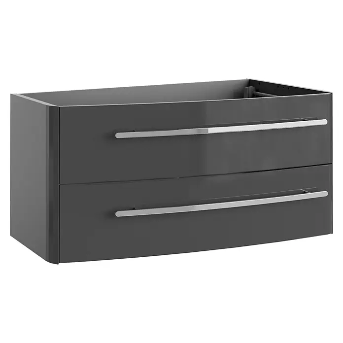 Lanzet Classico Waschtischunterschrank - 99,2 x 52,4 x 48,2 cm, Grafit, Chrom, Links - Moderner Unterschrank in Grau mit zwei Schubladen und eleganten Griffen. Perfekt für jedes Badezimmer.